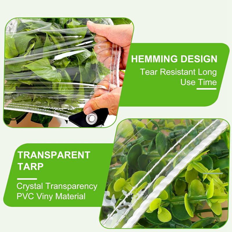 0.35/0.55mm Heavy Duty PVC Vinyl Tarpaulin Outdoor Pergola Clear Tarp Curtain See Through Rainproof Cloth Transparent Tarpaulin