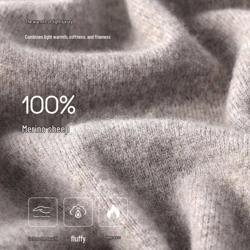Hengyuanxiang Men's 100% Wool V-Neck Thin Sweater
