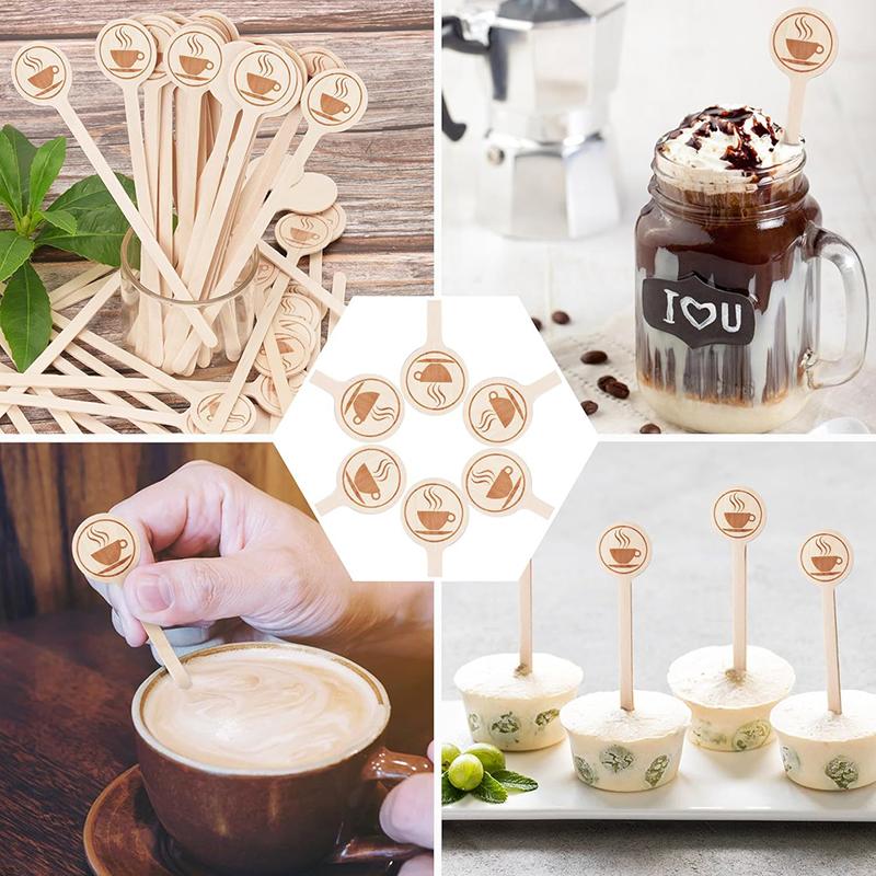 20/100Pcs Coffee Stirrers, 5.9-Inch Wooden Stir Sticks With Round Ends, Disposable Stirring Sticks For Cocktails Milk Tea