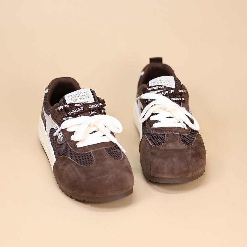 2025 Women's Round-Toe Color-Block Sneakers: New Autumn Fashion, Breathable, Thick-Soled German Trainers