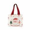 New Canvas Christmas Handbag Santa Snowman Reindeer Printed Reusable Shopping Bags Foldable Shoulder Bag Christmas Shopping