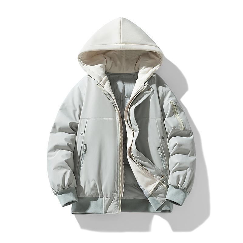 Warm fake two pieces, new autumn and winter coats, men's and women's trendy and versatile couples' clothing, hooded casual young student cotton