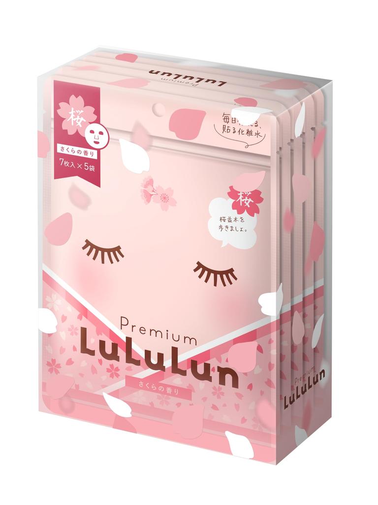 Masque Visage LULULUN Hydratant Protection UV Premium Lululun Sakura 7 pièces x 5 sachets (Parfum de Sakura)