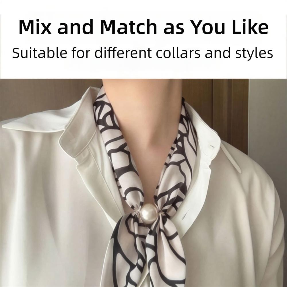 Magnetic Pearl Buckle Satin Neck Scarf No Tie Choker Scarf Elegant Decorative Silk Scarf  Summer