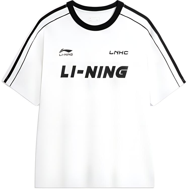 Li Ning Sports Fashion Series Letter Print Round Neck Loose Short Sleeve T-Shirt Unisex Tops White AHSU657-1(TEAM702-3.4.1)
