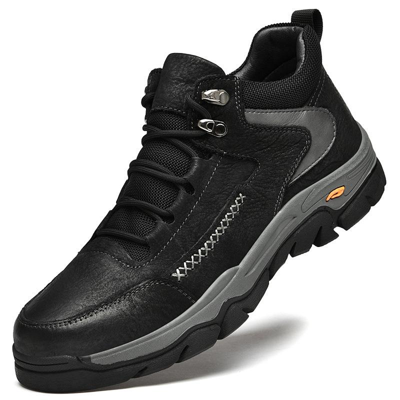 Medium tube hiking shoes rubber non-slip thick-soled casual labor insurance shoes with cotton warm winter snow shoes