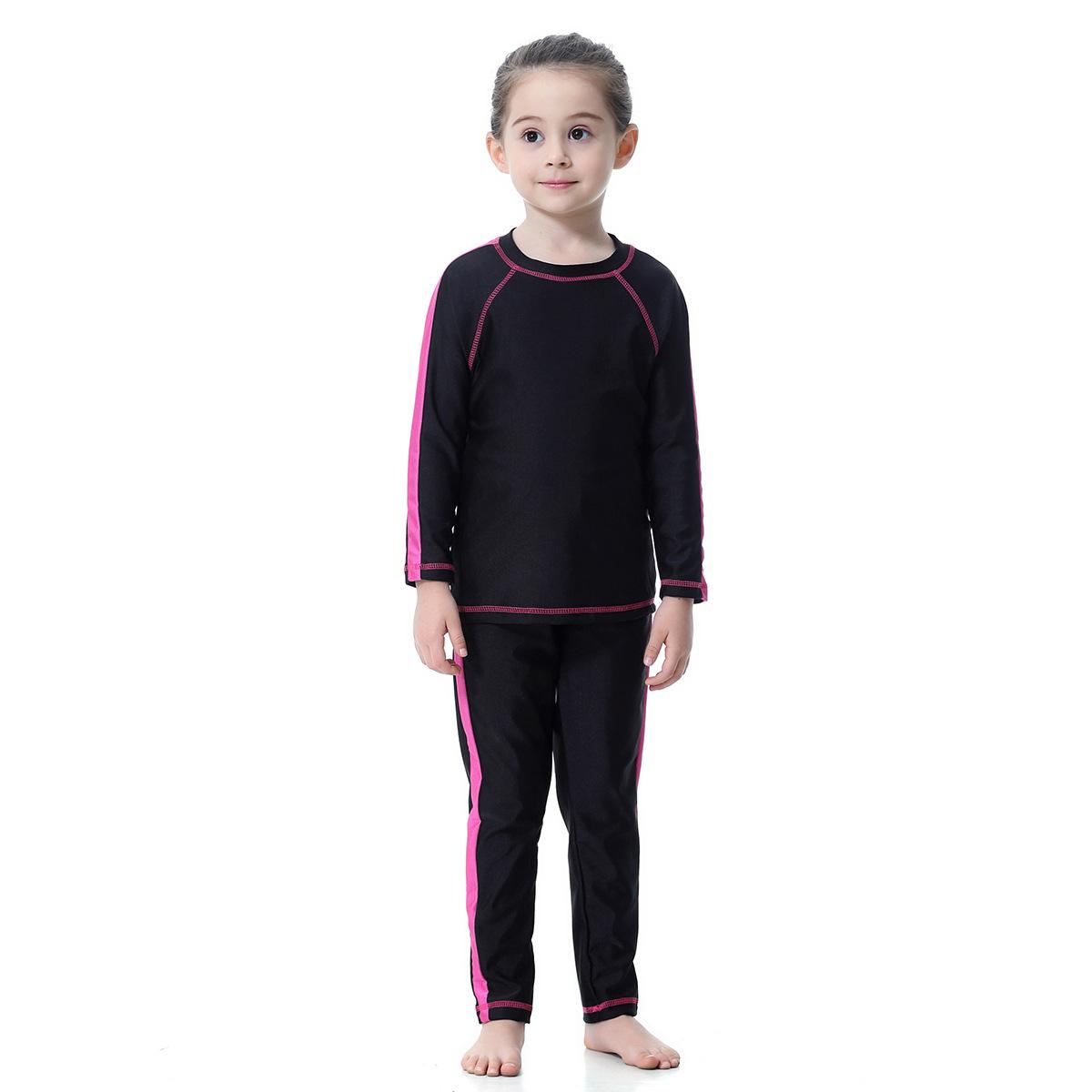 

Купальник из трех предметов для девочек, с длинными рукавами и полным покрытием, детские купальники, мусульманский исламский купальный костюм, комплекты детского купального костюма 160cm чёрный