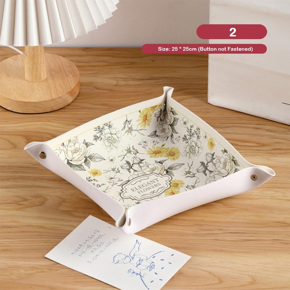 

Folding PU Leather Key Plate Multi-functional Dice Tray New Desktop Storage Tray Desktop Organizer 2