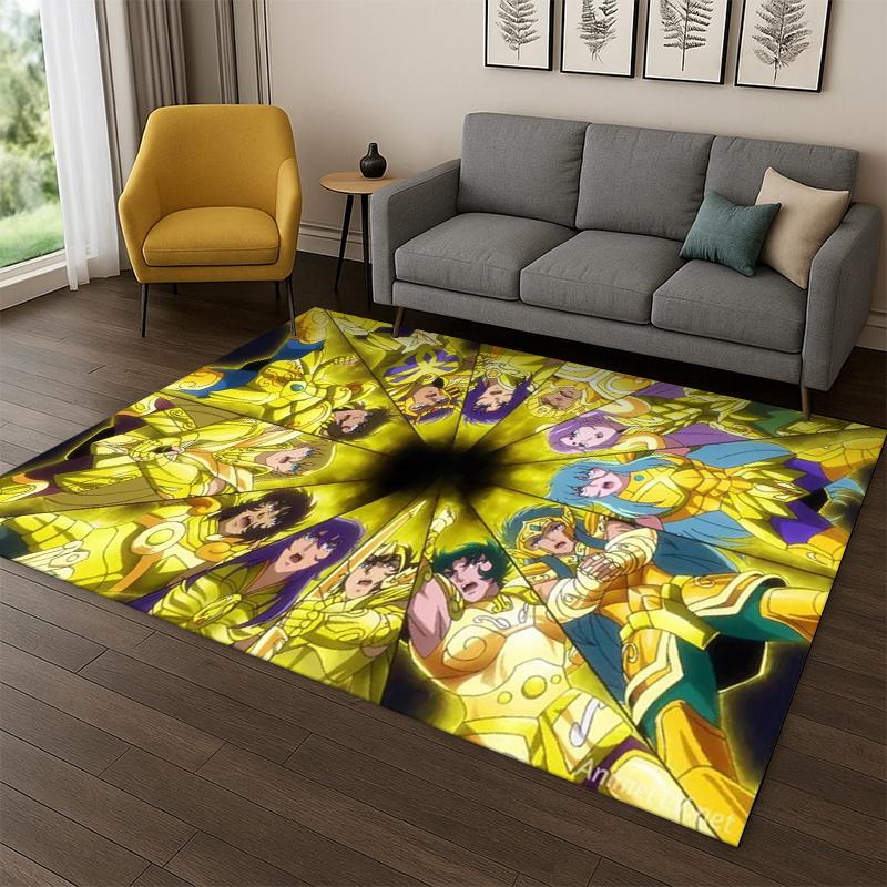 Retro Saint Seiya Anime Cartoon Carpet Rug for Playroom Bedroom Living Room Sofa Home Decor,kid Area Rug Non-slip Floor Mat