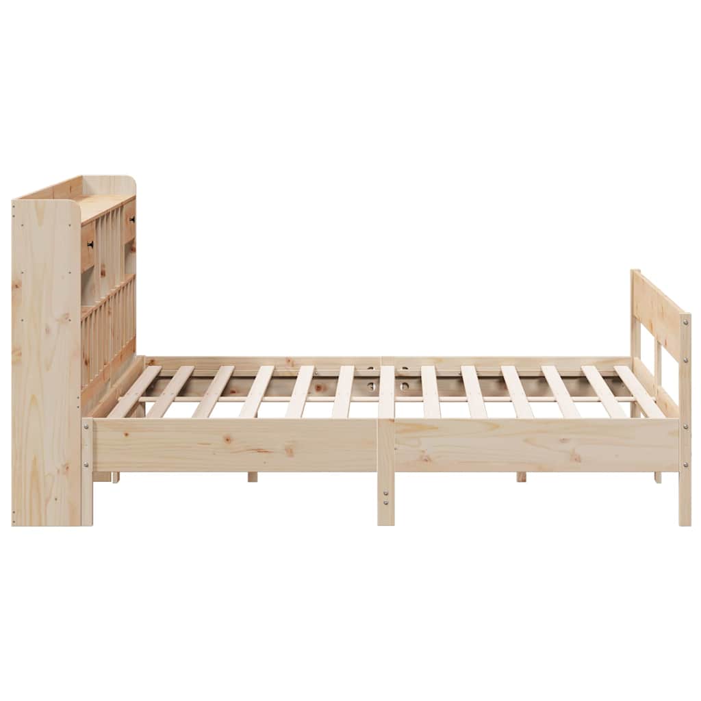 Solid Wood Bed with Shelf Without Mattress 180x200 cm Pine