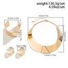 Exaggerated Wide Smooth Surface Metal Necklace/Earrings/Bracelet Set for Women Trendy African Collar Fashion Jewelry Accessories