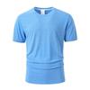 Men Solid Color Round Neck Short Sleeve Breathable Casual T Shirt