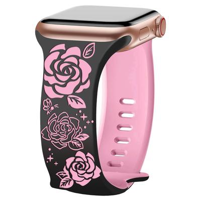 Cinturino in Silicone Bicolore Rose Inciso al Laser Compatibile per Apple Watch.