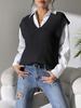 College Women's Vest European and American Women's Clothing Spring and Autumn New V-Neck Simple Vest Machine-woven Sweater Vest M677