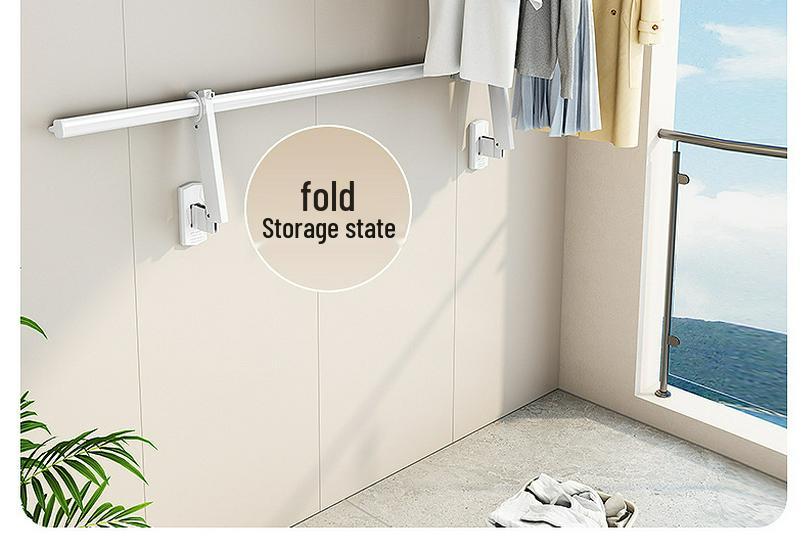 Wall-Mounted Folding Clothes Rack - Invisible, One-Piece Side-Hanging