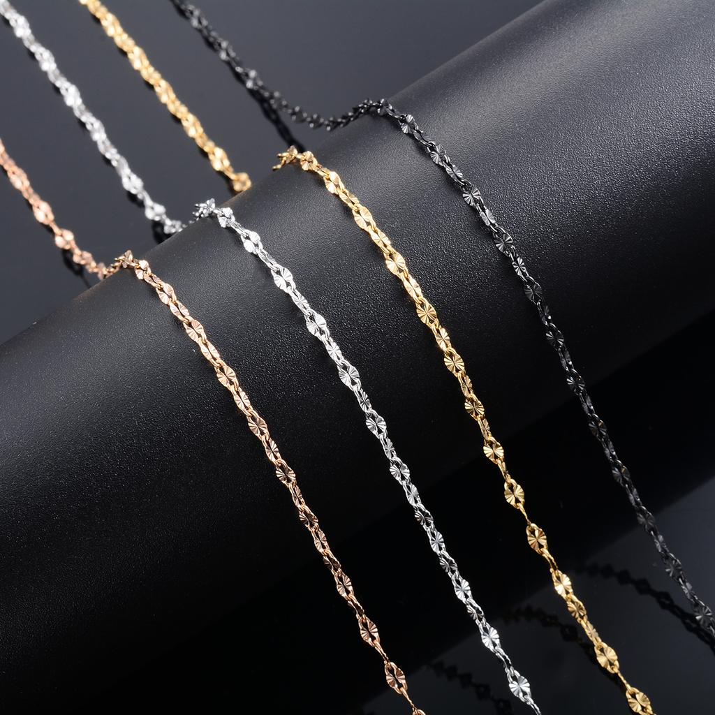 Yadreva Lip Embossed Chain 2.5mm Thin Stainless Steel Necklace Handmade Link Waterproof Jewelry Accessories