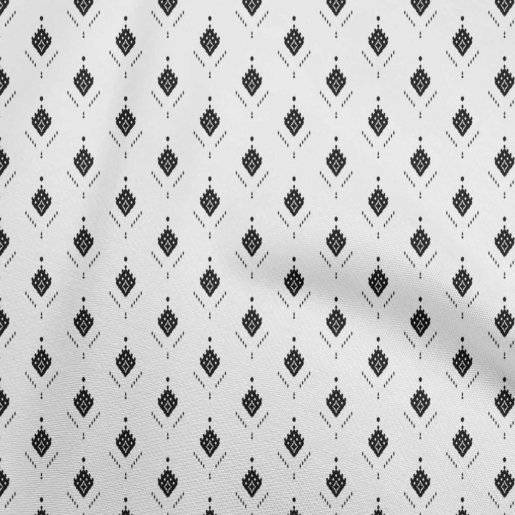 oneOone Cotton Flex Black Fabric Asian Ikat Fabric for Sewing Printed Craft Fabric by The Yard 40 Inch