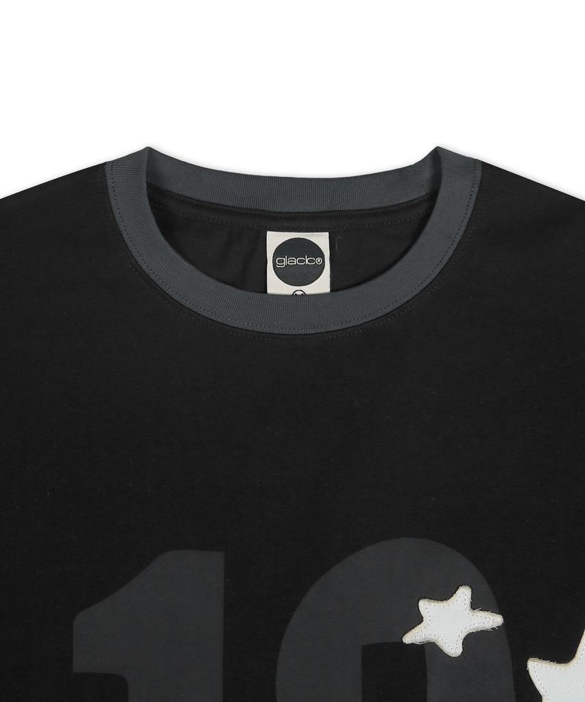 GLACK Gt124 Numbering Star Applique T-Shirt (Black)