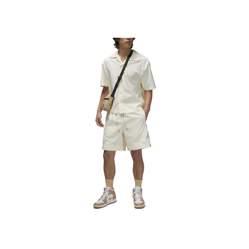Jordan Solid Color Casual Drawstring Straight-Leg Shorts Men Bottoms Light-Ivory FN0770-110