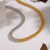  Minimalist 18K Gold Plated Stainless Steel Color Blocked Necklace for Women Chain Fashion Exquisite Jewelry Gift