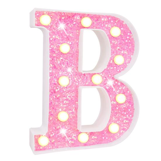 

Светодиодный светильник с буквами, блестящий знак алфавита с подвесным отверстием, ночник, вечерние, свадебные, украшения дома, светодиодный светильник B