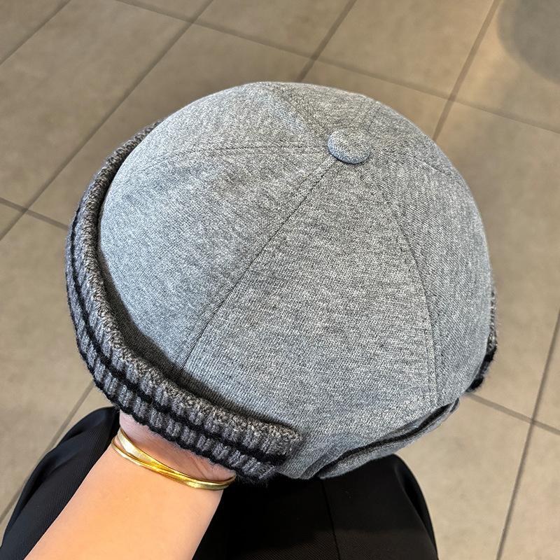 1 Stück modische Patchwork, durchbrochener Strickrand Vermieterhut, Retro und gealtert, lässiger, cooler und künstlerischer Stil Melonenrindhut