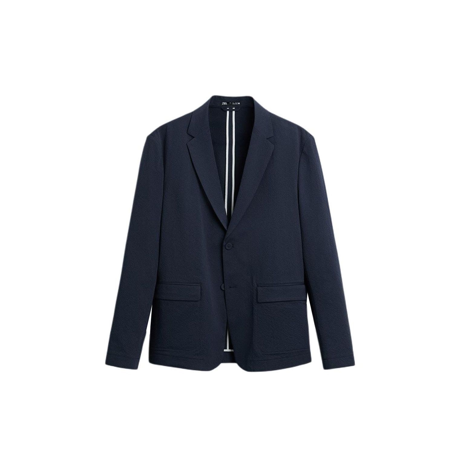 

Zara Solid Color Long Sleeve Straight Suit Men suits Blue 7380565-401 XL