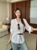 2026 Summer Plus Size Women's Korean Style Elegant Lapel Waist-Cinched Slim Shirt Top