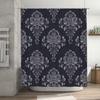 Luxury Damask Shower Curtain Black Grey Floral Print Fabric Waterproof Bathroom Decor 72 x 84 inches (183cm x 213cm)