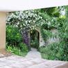 Tapestry Aesthetics Spring Flower Fence  Pink Rose Plant  Wall Garden Window Natural Scenery Home Decoration