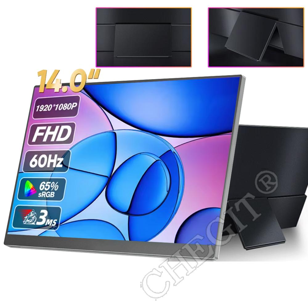

14-дюймовый портативный монитор IPS-панель 75%sRGB USB-C 1080P FHD 60 Гц Совместимый дорожный дисплей для ПК ноутбука Xbox Switch