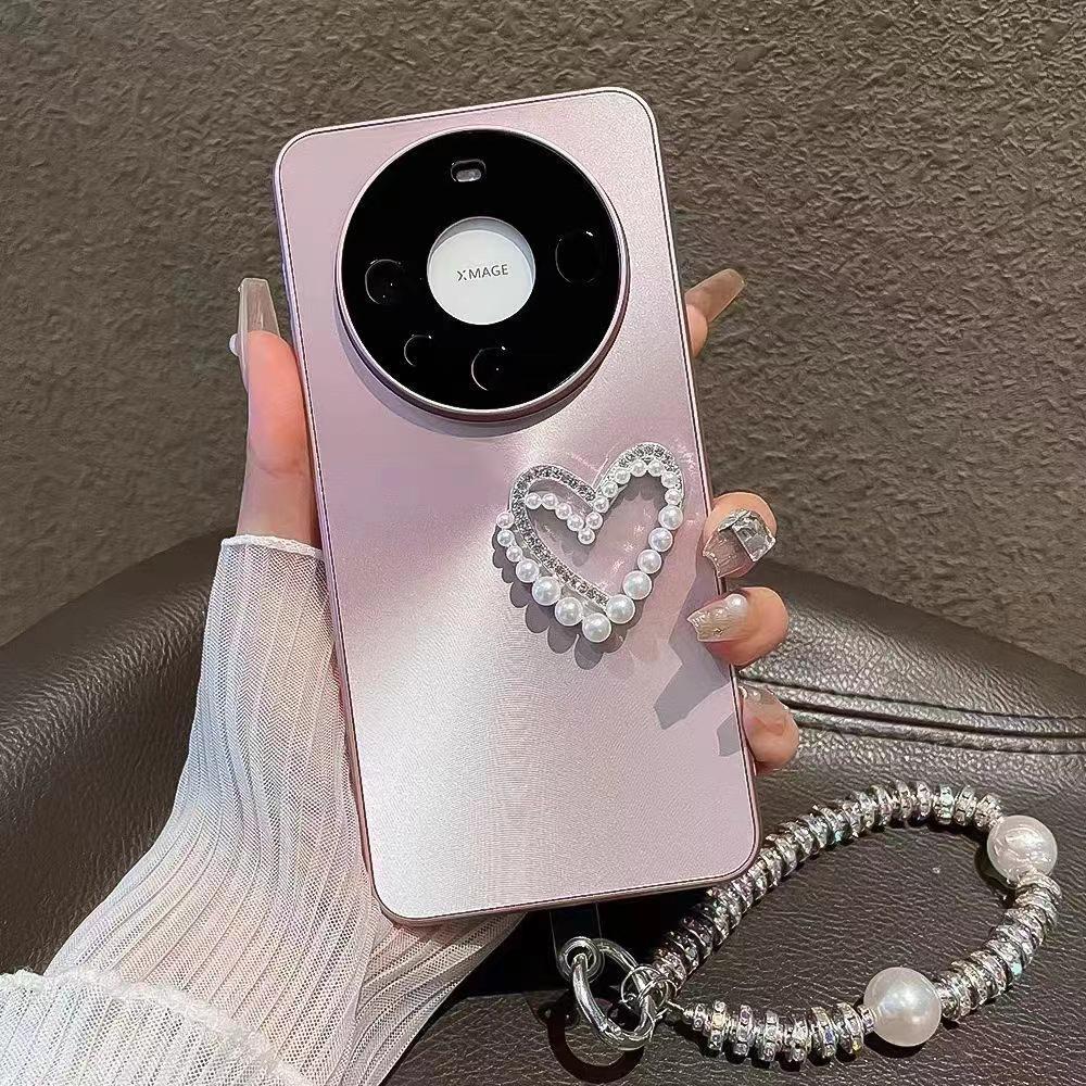 Metal Rhinestone Pearl Heart Phone Case Ornament & Women's Brooch Accessory