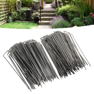 100Pcs U Shaped Garden Stakes Galvanized Steel Landscape Stakes Pins For Securing Weed Barrier Fabric Turf Fences Sod Fabric