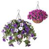 Artificial Hanging Fake Flowers with Basket UV Resistant Faux Silk Morning Glory Vines Plants for Porch Patio Garden Balcony Yard Spring Summer Decor