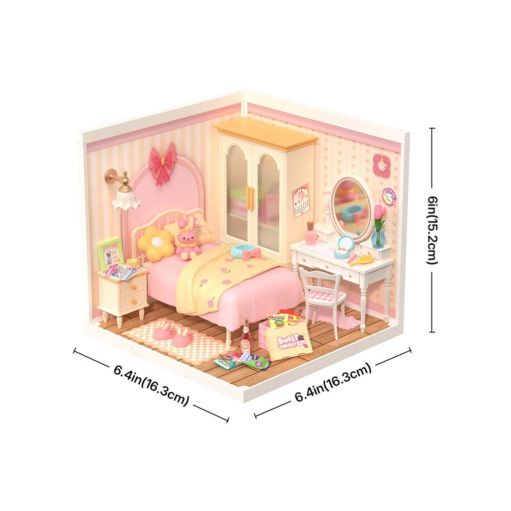 ROBOTIME Rolife 3D Puzzle Super Creator Lovely Pink Bedroom DIY Miniature House (DW016) | 1:24 Scale