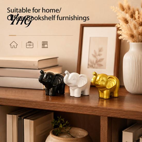 Luck Symbols for Good Fortune Mini Resin Elephant Figurine, Statue Tabletop Decor, Minimalist Room Decor Accessories Small Ornament Home Office Shelf,