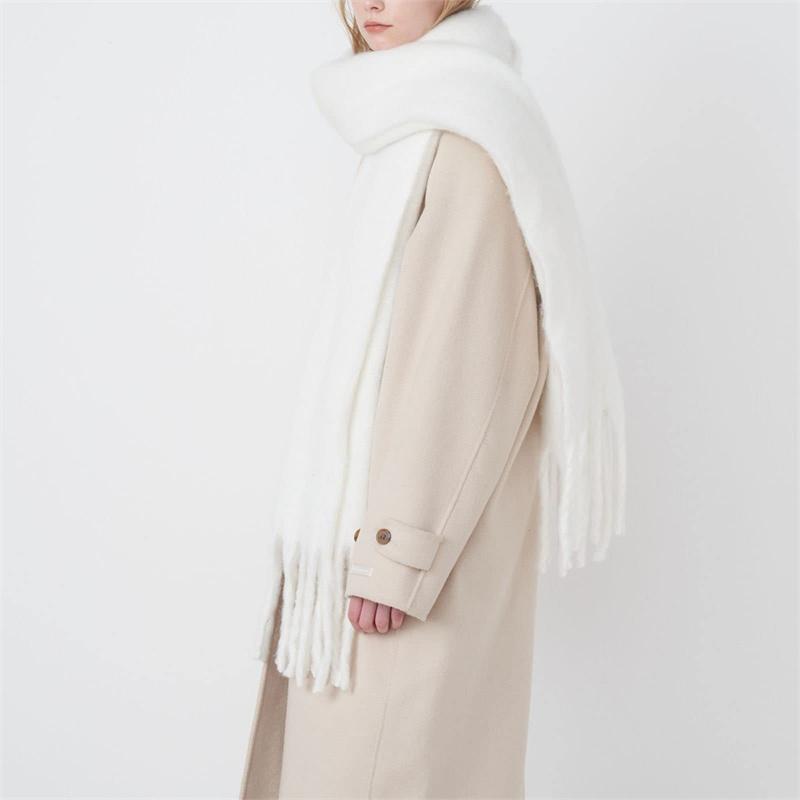 Chic Women Scarf Autumn Winter Mohair Versatile Luxury Green European Shawl Female Soft Warm Thermal Muffler Ladies