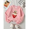 Kids Sweatshirt,Casual Printed Round Neck Pullover, Strawberry with Ribbon And Cream, Autumn And Winter ,Comfortable Warm Fashion Printed Top