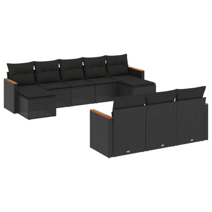 VidaXL Garden Lounge Set with Cushions 10 Pcs, Patio Sofas, Patio Furniture Set, Outdoor Furniture, Black 3258814