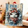 Cute Christmas Rabbits Squirrel Alpacas Wolve Blanket Soft Throw Blanket for Home Bedroom Bed Sofa Picnic Office Blanket Gift