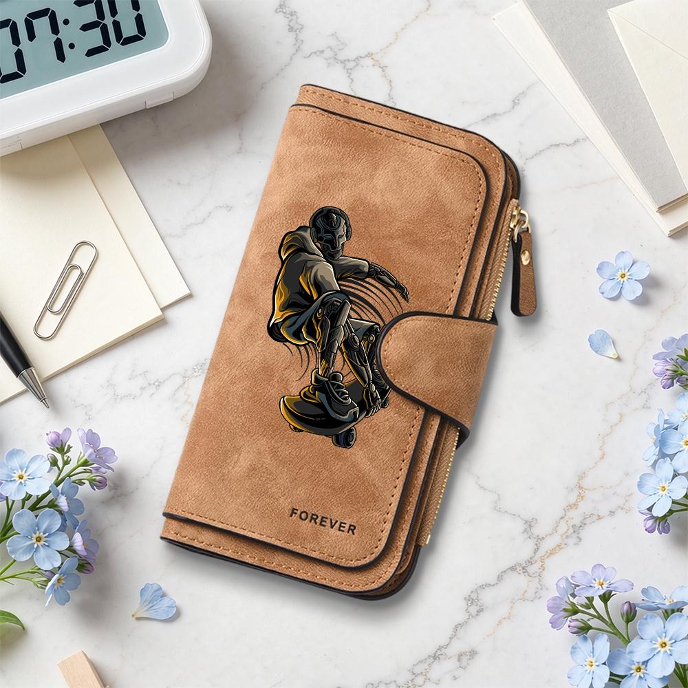 Skate Pattern Long Wallet Multi Card Holder Purse Fashion Forever Leisure Wallet