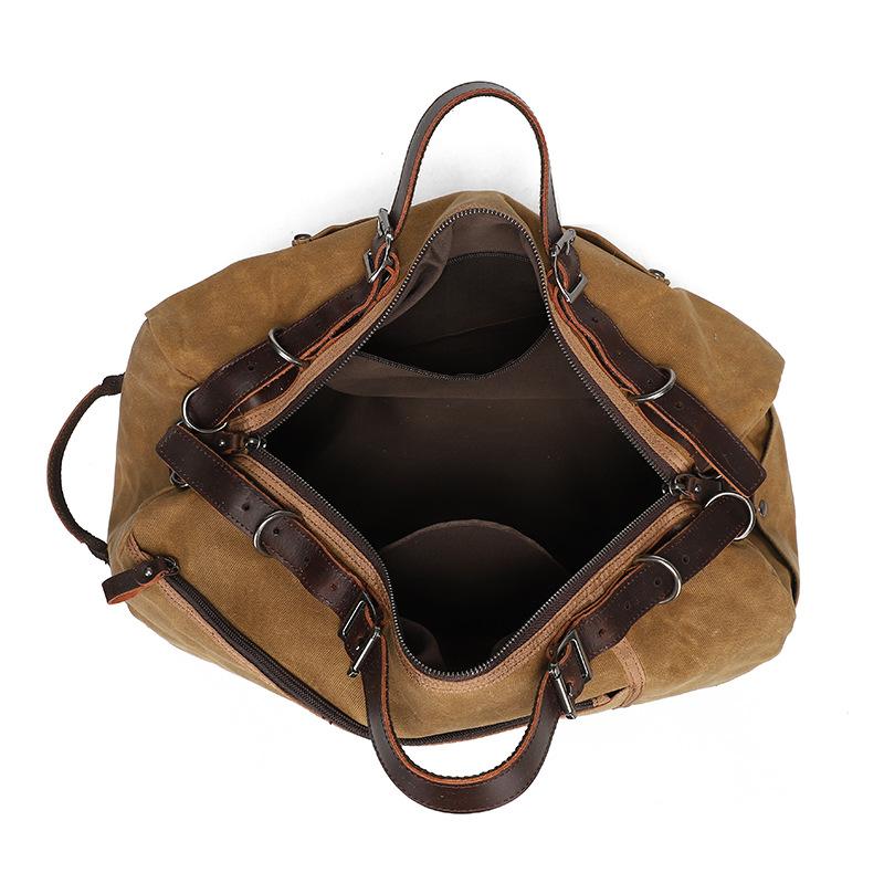 Classic Waxed Canvas Travel Bag Europe and The United States Solid Color Outdoor Single Shoulder Luggage Storage Bag