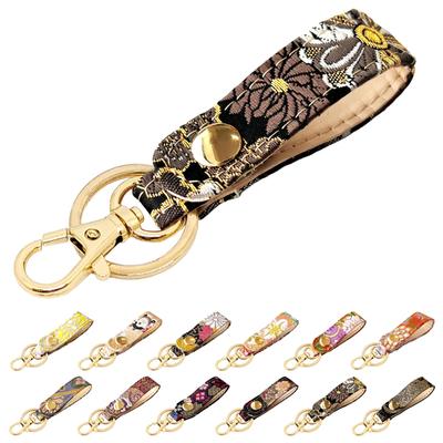 Porte-clés Tendance SSS Nishijin-ori pour Femmes, Bouton-pression, Style Ceinture, Fermoir Mousqueton, Porte-clés, Charme de Sac, Porte-clés, Homme, Style Japonais, Doré