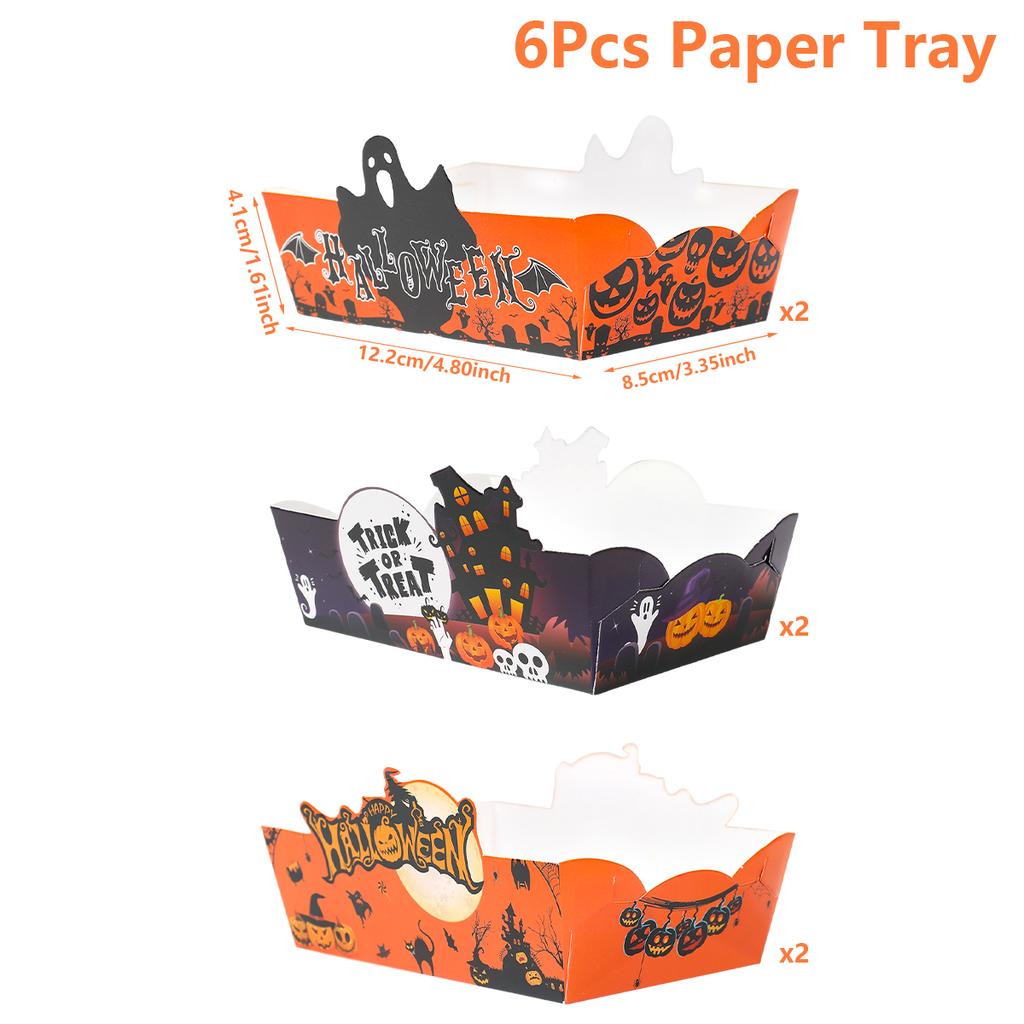 Halloween Pumpkin Ghost Paper Snack Tray Happy Halloween Party Decoration 2025 Candy Plate Haunted House Supplies Trick or Treat