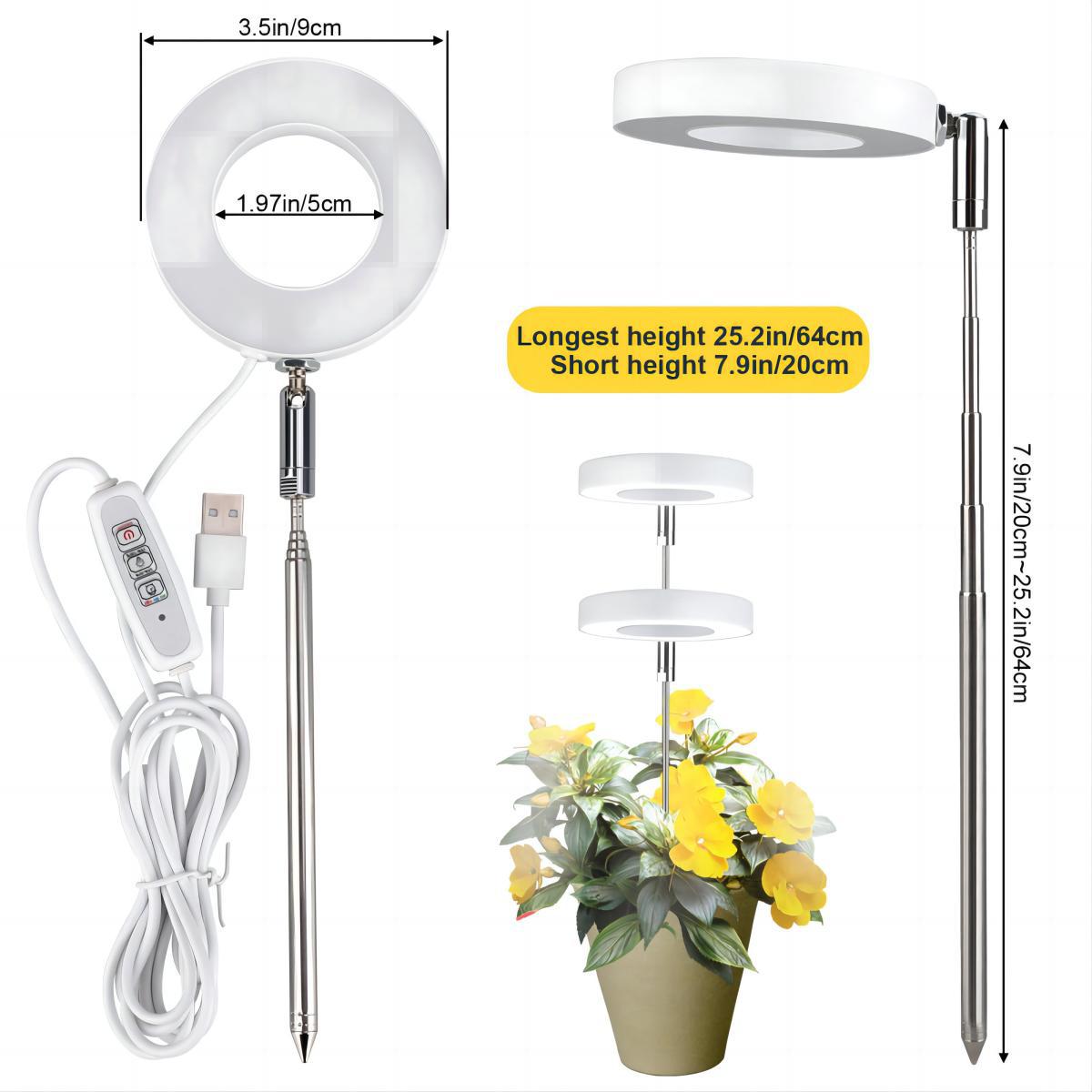 

LED Plant Grow Light Full Spectrum Adjustable Dimmable Growing Lamp Hydroponics Lamp with Timer for Indoor Plants Light