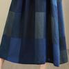 2025 Summer Retro Cotton Linen Patchwork Dress - Women's Loose Plus Size, Round Neck, Short Sleeve.