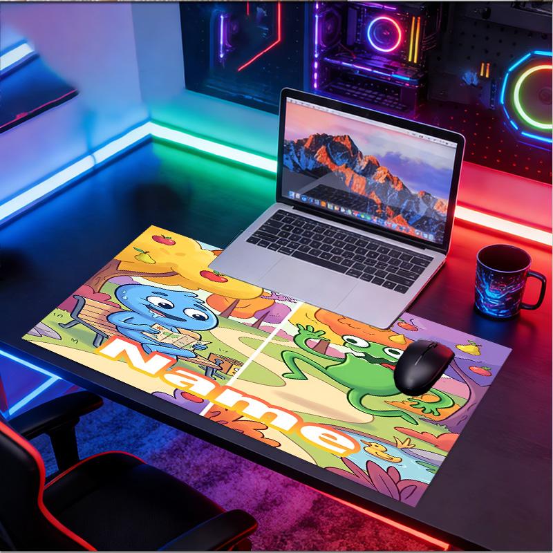 Custom Name Personalized Game Rainbow Friends Pattern Mousepad, Laptop PC Desk Mat, Decorative Desk Mat for Home Keyboard Pad Gift