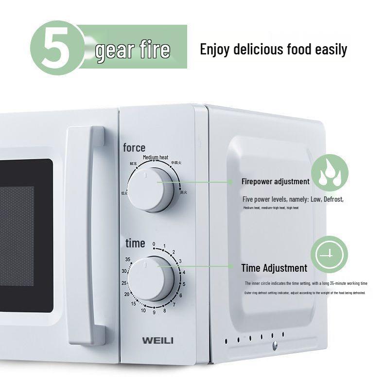 20L Classic Mini Microwave Oven with Turntable and Double Knob Adjustment - Model MXP04