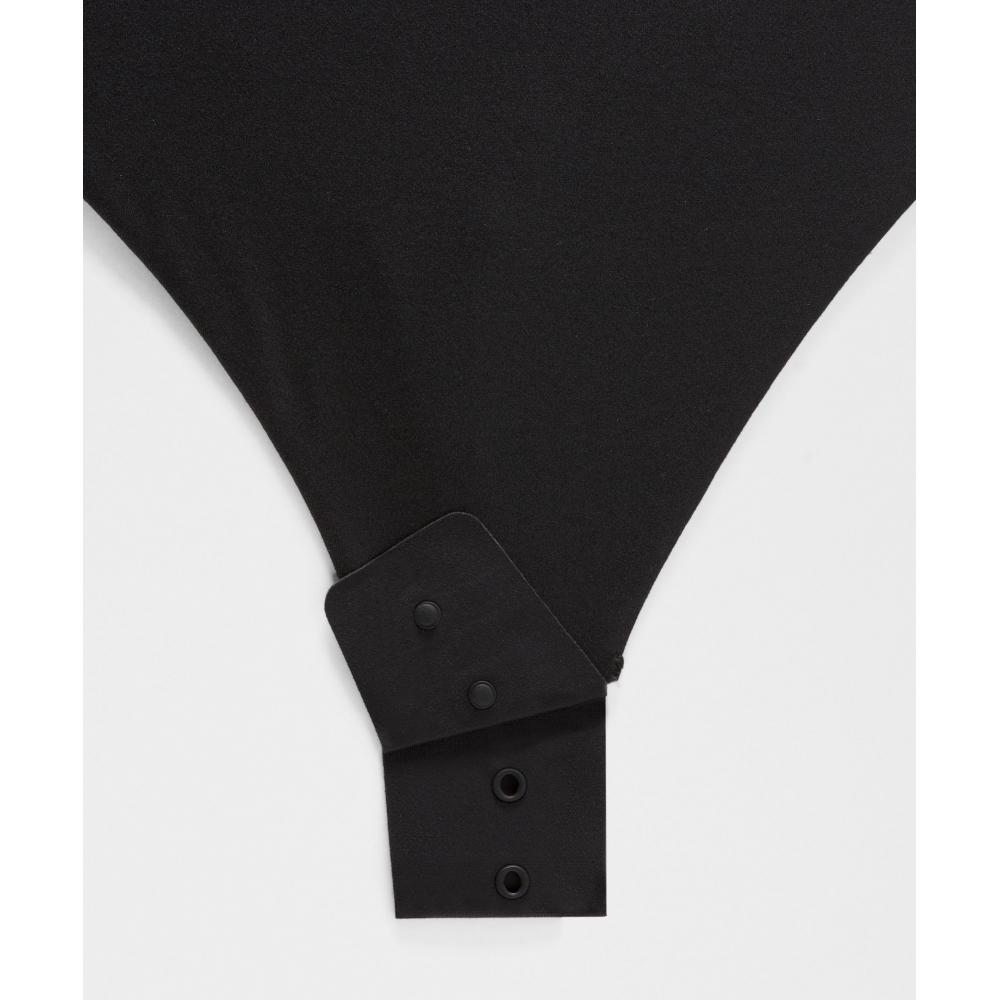 Lululemon Wundermost Ultra Soft Nulu Square Neck Long Sleeve Bodysuit  Shine Luxe Shine Foil Print Black