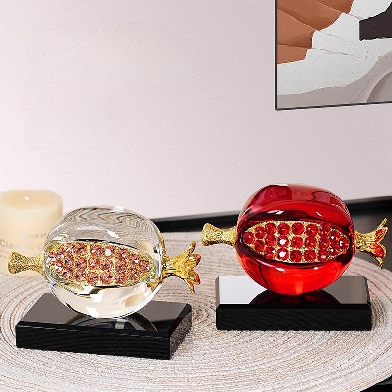 Glass Handicrafts Crystal Pomegranate Figurine Transparent Pomegranate Fruit Sculpture Home Decoration Accessories